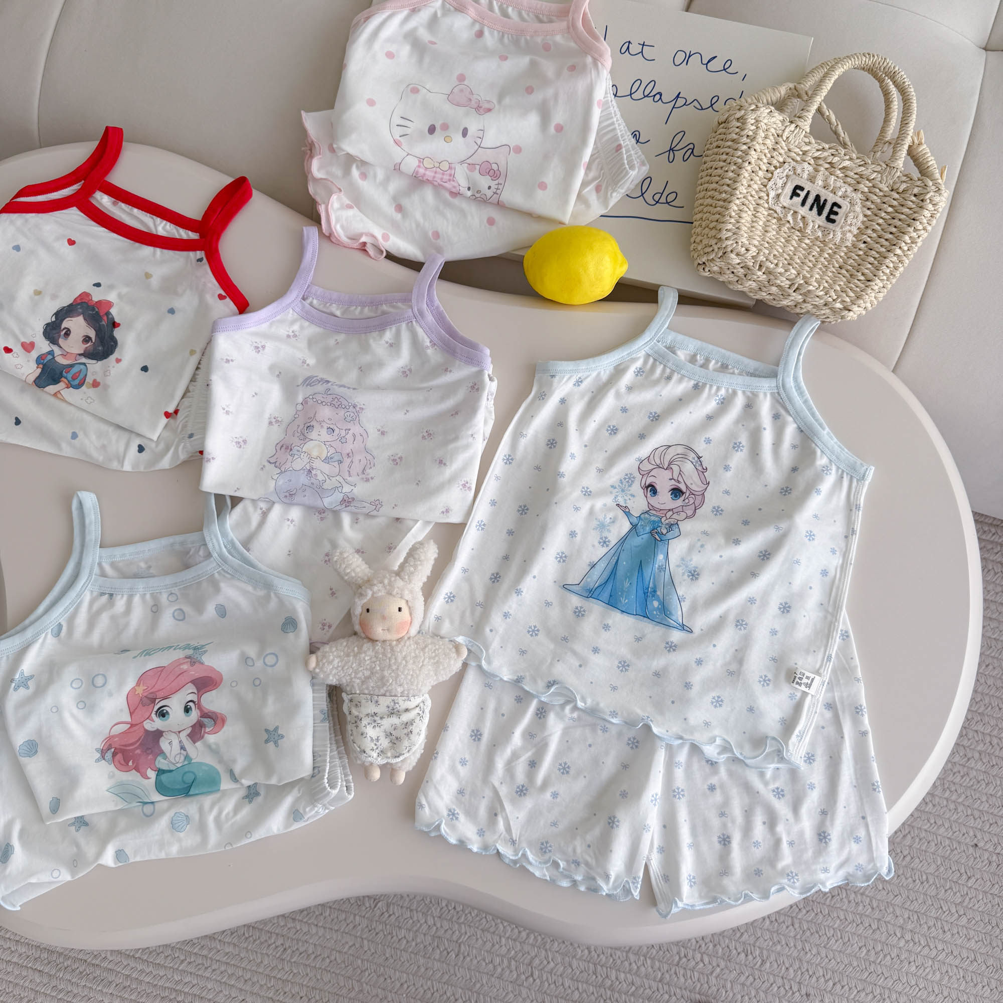 【售完不补】夏季新品优可丝卡通女童吊带背心套装25T68