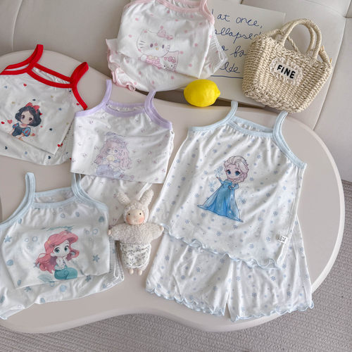 【售完不补】夏季新品优可丝卡通女童吊带背心套装25T68
