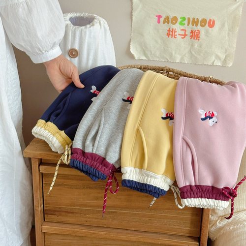 秋季380克上新时尚百搭小狗加绒卫裤HD25906-1