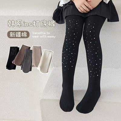 桃子猴春款女童儿童柔趣小精灵亮砖弹力打底裤5318A