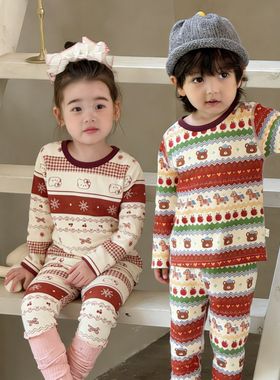 【新年款】280g过年穿的儿童家居服莱卡秋衣秋裤套装GLK2602