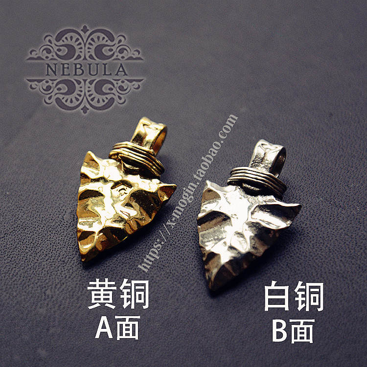 首饰纯铜白铜银质感gabrial印第安民族风燧石矛箭头吊坠项坠挂件