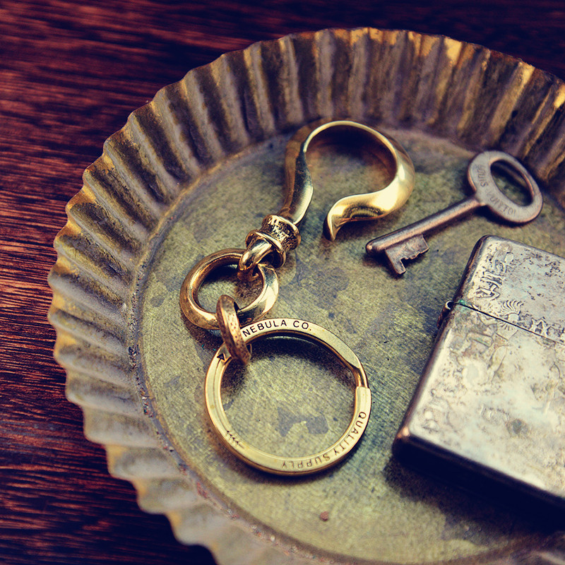 手工制作纯黄铜精抛光圆弧厚实质感简约汽车钥匙扣摩托车钥匙钩扣,服饰配件/皮带/帽子/围巾,钥匙扣,淘宝优惠券,粉丝福利购,淘宝优惠卷