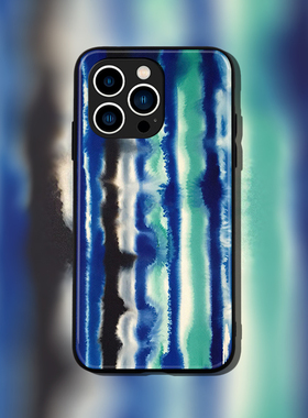 胶片光影蓝色适配iPhone14ProMAX/13/12/11小众艺术高级感华为Mate60Pro荣耀OPPO小米VIVO全包钢化玻璃手机壳