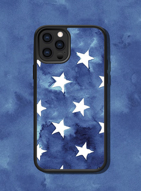 创意艺术复古蓝星星适配iPhone15ProMAX/13/12/14牛仔蓝苹果艺术华为Mate60Pro荣耀OPPO小米VIVO三星手机壳