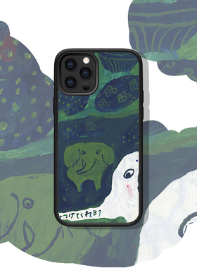 可爱大象适配iphone13/14Pro MAX绿色插画苹果12防摔简约风手机壳