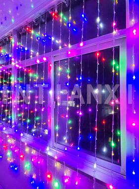 新款G60遥控高亮数码爆闪窗帘灯春节阳台氛围七彩过年流水灯 户外