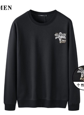 VMEN威曼潮流印花圆领套头黑色青年卫衣秋季新款韩版男装V021W148