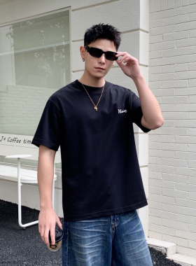 VMEN2026夏季潮流印花白色短袖T恤男新款青年圆领百搭半袖上衣