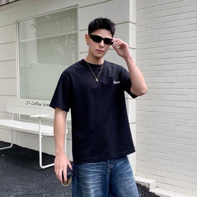 VMEN夏季白色印花男T恤