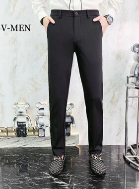 VMEN威曼春夏新款休闲裤男百搭修身时装裤时尚小直筒长裤子男5605