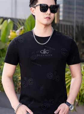 VMEN2026夏季新款高端时尚印花短袖T恤男士修身青年圆领休闲上衣