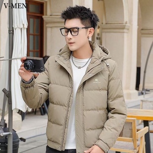 VMEN威曼轻薄羽绒服青年男士保暖加厚24新款冬装连帽外套潮流鸭绒