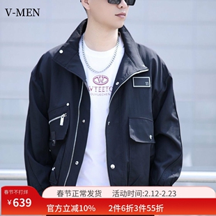 VMEN威曼春秋新款男士夹克外套潮流百搭立领休闲上衣青年帅气外套