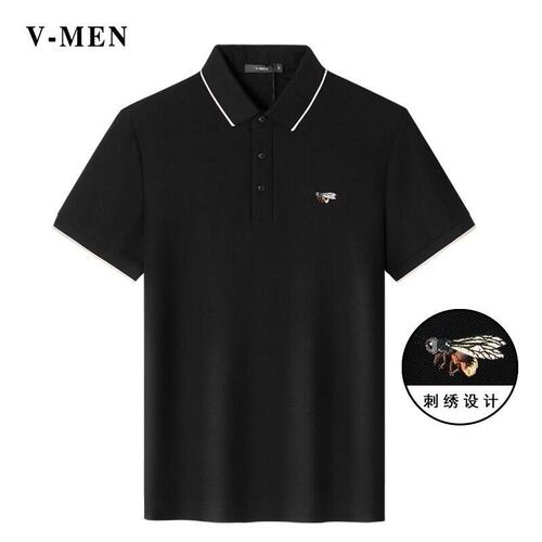 刺绣休闲短袖短袖威曼黑色夏季