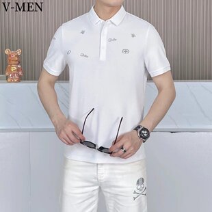 VMEN威曼新款刺绣翻领轻奢男短袖polo衫休闲百搭修身男半袖上衣