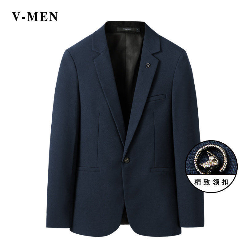 威曼休闲秋季西服修身精致领扣