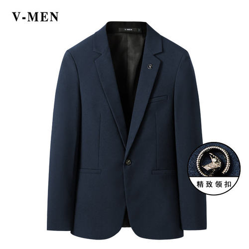 威曼休闲秋季西服修身精致领扣