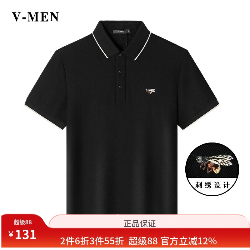 VMEN威曼新款短袖POLO衫男刺绣商务修身休闲保罗衫上衣V023P895