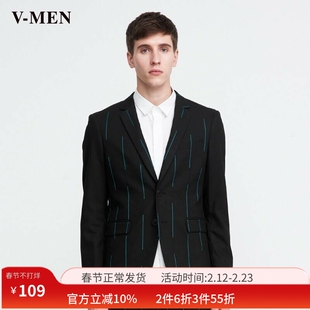 VMEN威曼秋冬新款潮男英伦修身长袖男西服时尚休闲外套731432711