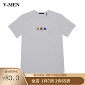 VMEN威曼男士 潮V120401120 卡通印花男装 T恤短袖 纯棉白色2020新款