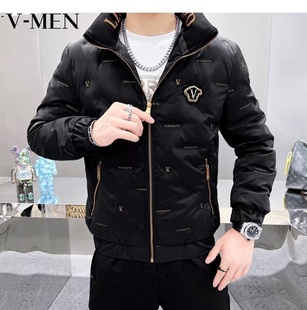 VMEN威曼冬季新款轻薄羽绒服男立领字母保暖韩版休闲外套022W8822