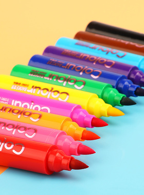 宝克D290色可拼接软笔头水性小马克笔抗菌彩色笔儿童涂鸦绘画办公美术教学幼儿园彩色笔不透色可水洗24色36色