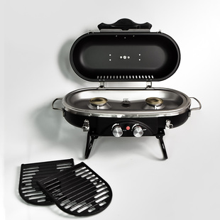 LTHW旅腾户外便携桌面双头气烤炉露营烧烤炉庭院焖烤炉可折叠支架