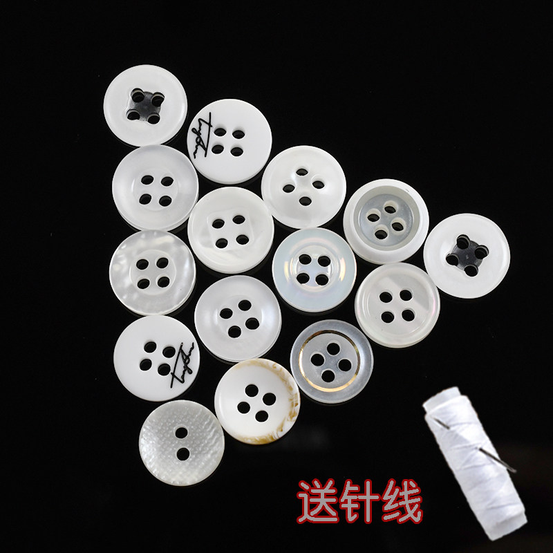 雪纺衫圆形白色百搭夏季衬衣扣子