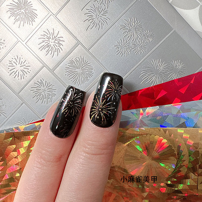 烟花美甲印花板菱格纹底纹转印钢板古典美女痛甲模板新年美甲