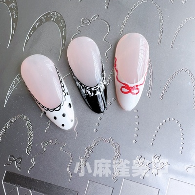 美甲印花板花边法式蝴蝶结转印钢板国风模板精细花纹