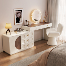 中古奶油风梳妆台床尾斗柜一体书桌实木化妆台卧室现代简约转角小