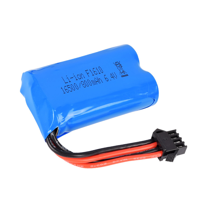 6.4v 800mAh 16500 SM4P磷酸铁锂电池伟力6轮越野攀爬车USB充电器