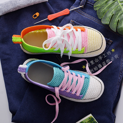 男女儿童多彩撞色仿帆布休闲鞋