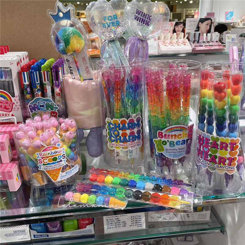 日本6/9/12色多功能儿童彩色手账笔蜡笔可爱糖果造型出门一支搞