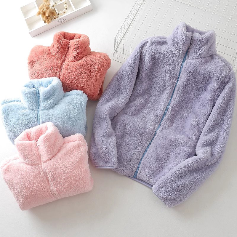 睡衣男女秋冬保暖珊瑚绒外套情侣立领毛绒拉链开衫家居服单件上衣