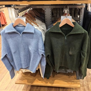 URAZ日系女装舒芙蕾拉链针织开衫/毛衣毛衫外套25新款SY480490