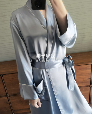 桑蚕丝系带婚礼男女新娘晨袍