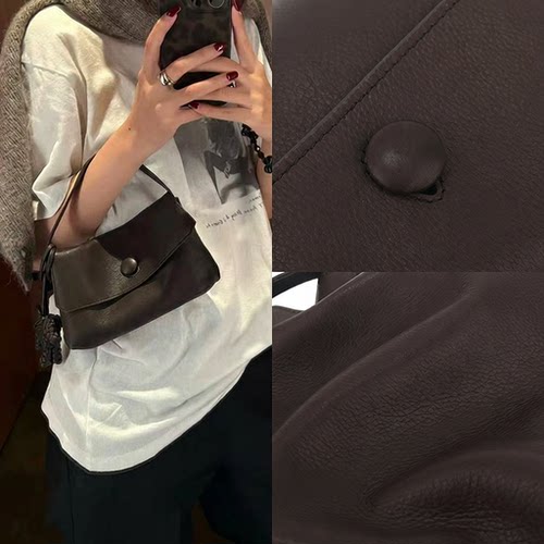 Sally Bag质感手机包手提时尚女包内羊绒麂皮纽扣极简小方包