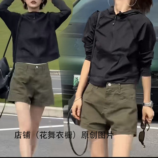 休闲风连帽上衣短裤套装女夏季宽松防晒时尚两件套时尚个性显瘦潮