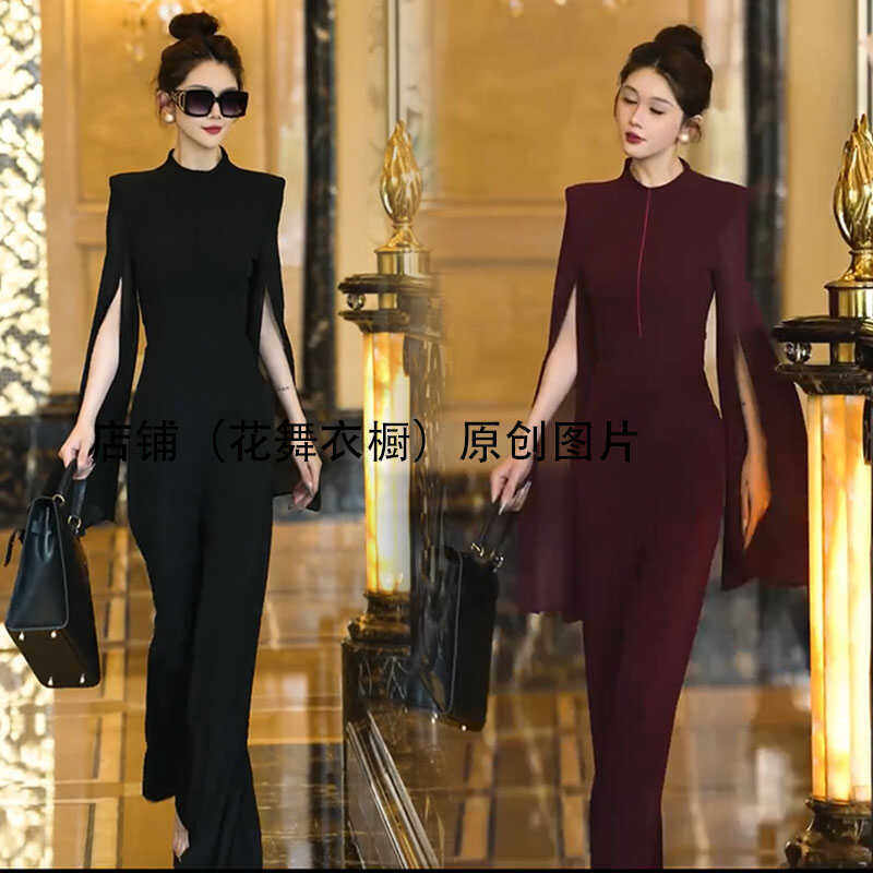 女休闲别致连体裤气质黑色时髦连衣裤高级感2024夏季新款连体衣裤