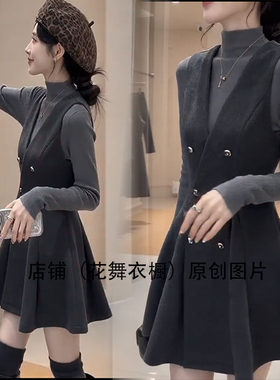 高级感双排扣套装女秋冬收腰显瘦气质两件套小香风气质名媛时尚潮