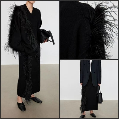 羊绒羊毛鸵鸟毛廓形毛衣