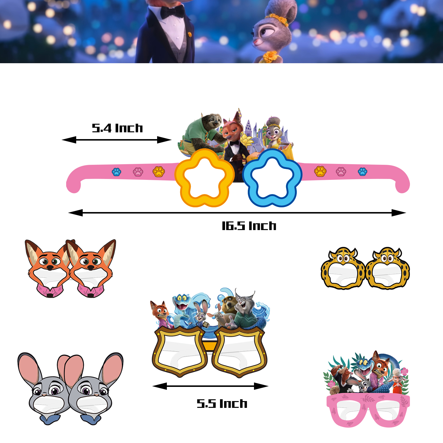 卡通疯狂动物城2派对装扮眼镜