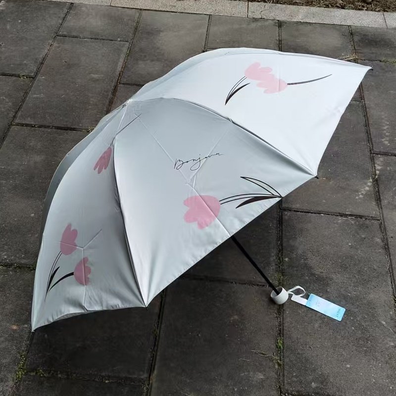 天堂伞2026新款郁金香印花折叠伞女晴雨伞两用轻巧便携三折遮阳伞