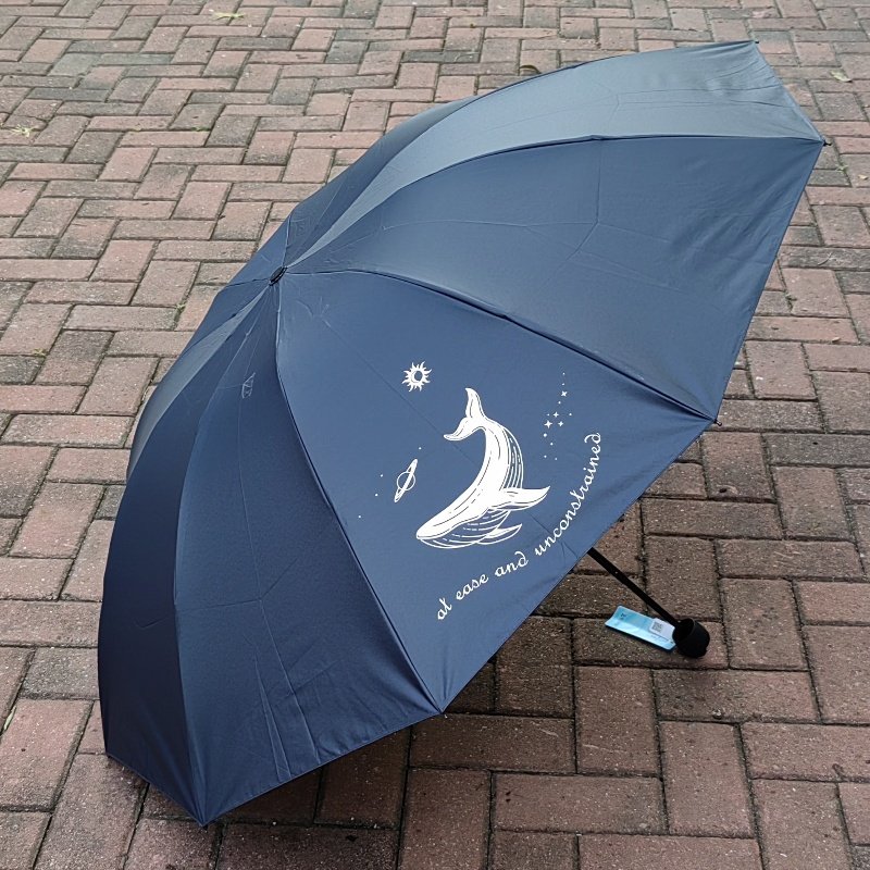 天堂伞2026新款鲸鱼图案三折伞晴雨伞两用便携十骨加固加大遮阳伞