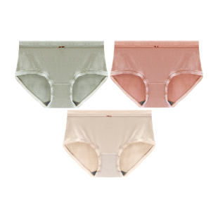 罗纹简约莫代尔棉中腰31861透气石墨烯舒适底裤 彩田内裤 女青年款