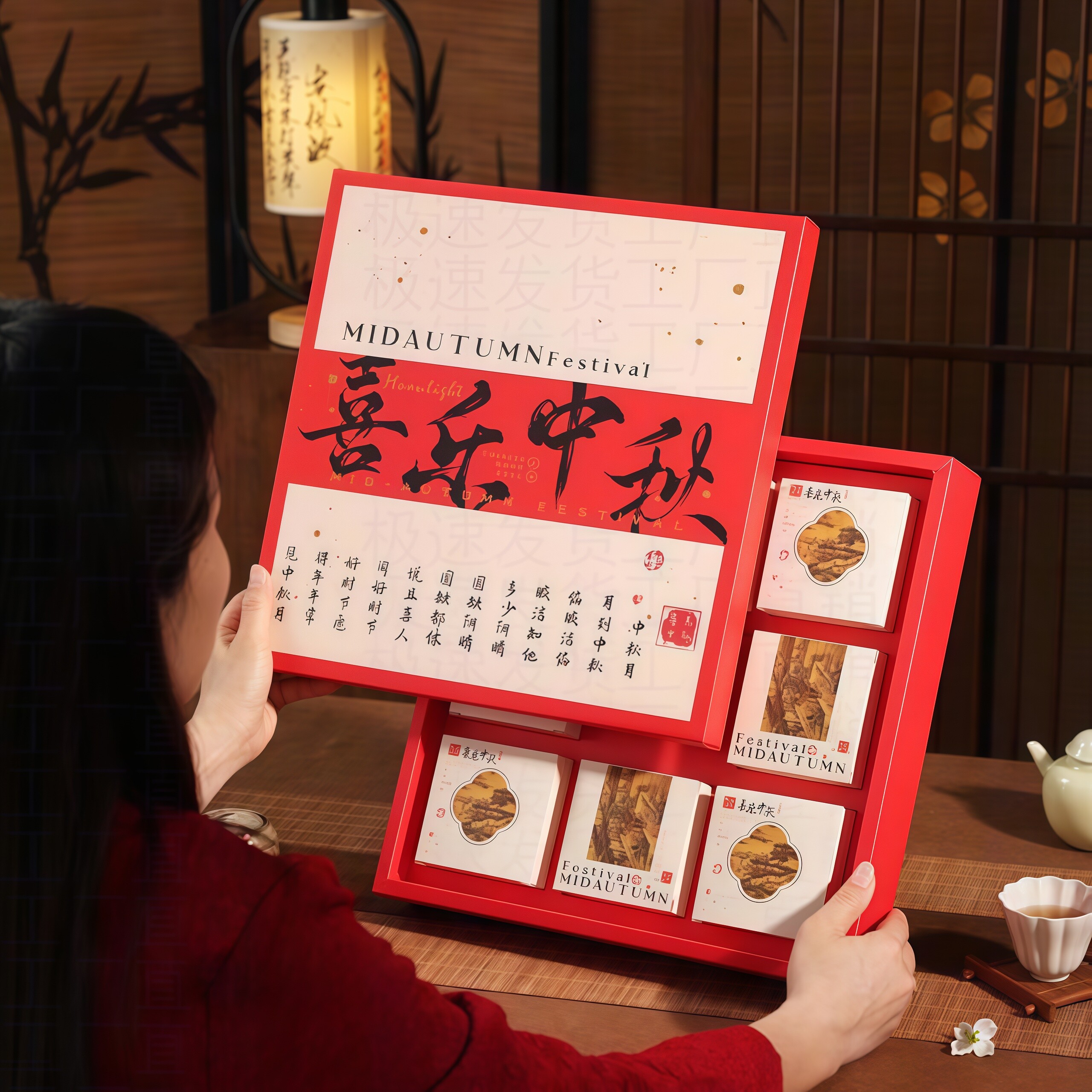 中秋节月饼中秋礼品盒空6粒盒子