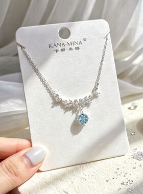 卡娜米娜轻奢简约仿锆石吊坠项链女小众时尚颈链气质网红锁骨链