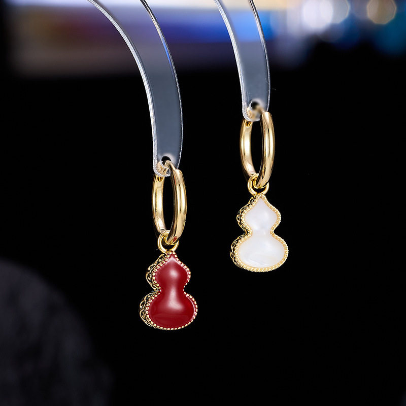 新中式天然贝母葫芦耳环高级感滴油双面可戴耳钉复古福禄耳饰,饰品/流行首饰/时尚饰品新,耳环,淘宝优惠券,粉丝福利购,淘宝优惠卷